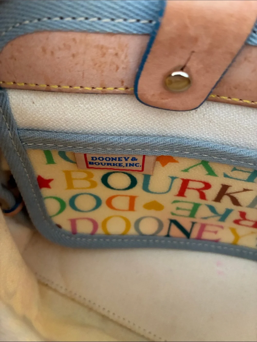 Vintage Dooney & Bourke Rainbow Monogram Satchel